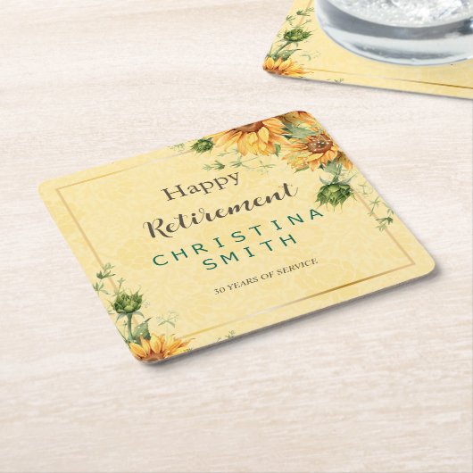 Zonnebloem Elegant Waterverf Pensioen Partij Kartonnen Onderzetters (Schuin)