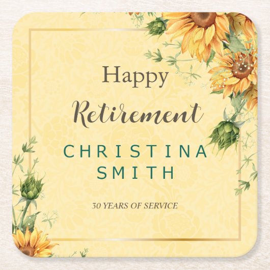 Zonnebloem Elegant Waterverf Pensioen Partij Kartonnen Onderzetters (Voorkant)