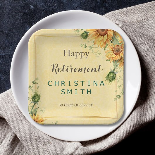 Zonnebloem Elegant Waterverf Pensioen Partij Papieren Bordje