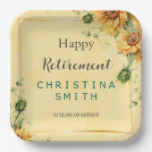 Zonnebloem Elegant Waterverf Pensioen Partij Papieren Bordje (Voorkant)