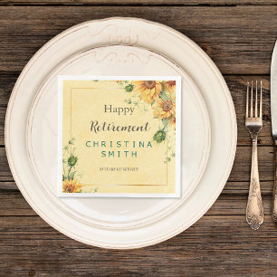 Zonnebloem Elegant Waterverf Pensioen Partij Servet