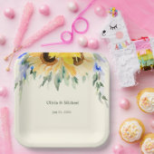 Zonnebloem Elegant Waterverf Weddenschap Borden Papieren Bordje (Feest)