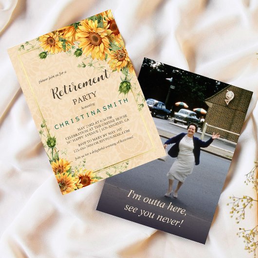  Zonnebloem Elegant Zomer Pensioen Partij Kaart