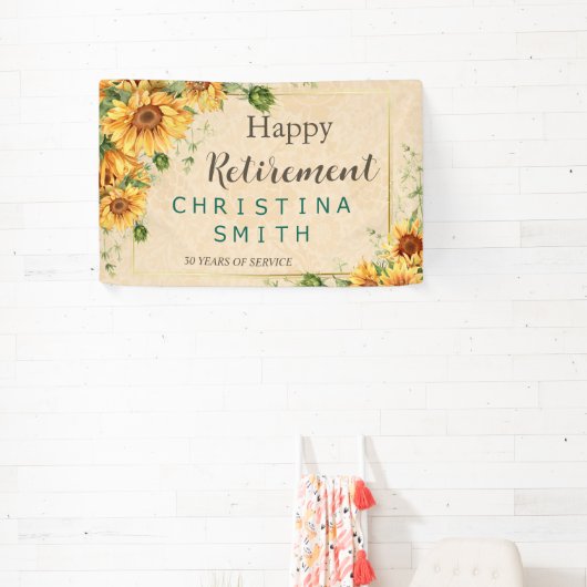  Zonnebloem Elegant Zomer Pensioen Partij Spandoek (Insitu)