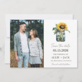 Zonnebloem Elegante Foto Land Rustieke Bruiloft Save The Date (Voorkant)