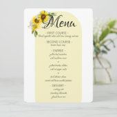 Zonnebloem elegante gele boog bruiloft menu (Staand voorkant)