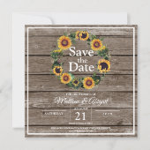 Zonnebloem Elegante Rustieke Bruiloft Save The Date (Voorkant)