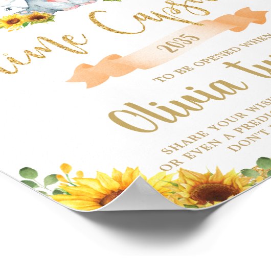 Zonnebloem Elephant 1st Birthday Time Capsule Poster (Hoek)