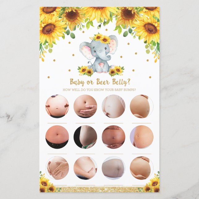 Zonnebloem Elephant Baby Bump of Beer Belly Game (Voorkant)