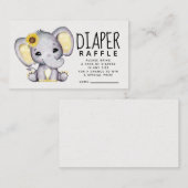 Zonnebloem Elephant Baby shower Diaper Raffle Informatiekaartje (Voorkant / Achterkant)