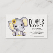 Zonnebloem Elephant Baby shower Diaper Raffle Informatiekaartje (Voorkant)