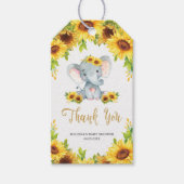 Zonnebloem Elephant Baby shower Hartelijk dank Cadeaulabel (Voorkant)