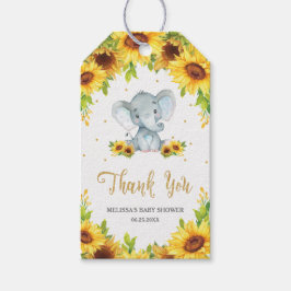 Zonnebloem Elephant Baby shower Hartelijk dank voo Cadeaulabel