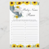 Zonnebloem Elephant Baby shower Name Race Game (Voorkant)