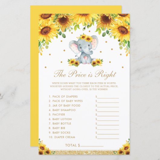 Zonnebloem Elephant De prijs is het juiste schoene (Voorkant / Achterkant)