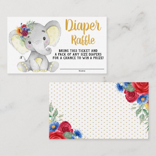 Zonnebloem Elephant Diaper Raffle Ticket (Voorkant / Achterkant)