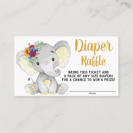 Zonnebloem Elephant Diaper Raffle Ticket (Voorkant)
