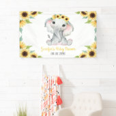 Zonnebloem Elephant Girl Banner voor Baby shower (Insitu)