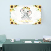 Zonnebloem Elephant Girl Banner voor Baby shower (Beurs)