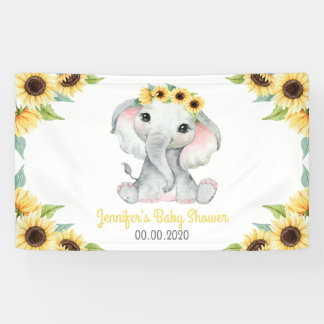 Zonnebloem Elephant Girl Banner voor Baby shower