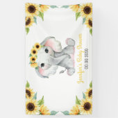 Zonnebloem Elephant Girl Banner voor Baby shower (Verticaal)
