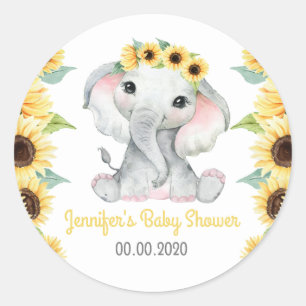 Zonnebloem Elephant Girl Sticker Label Baby shower