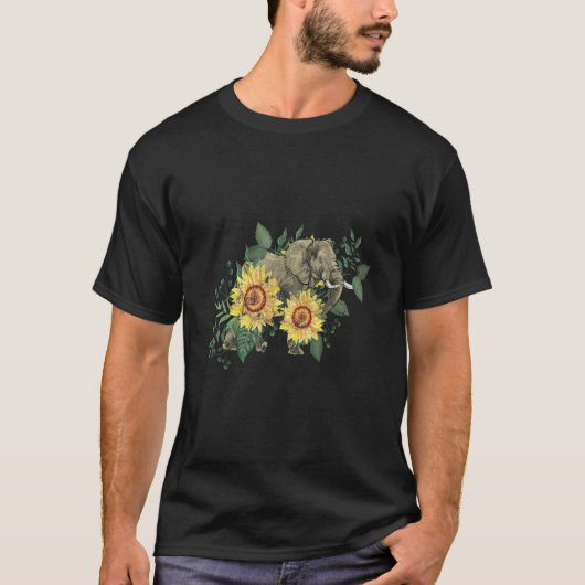 Zonnebloem Elephant Pocket Design Cute T-shirt (Voorkant)