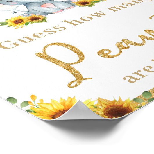 Zonnebloem Elephant raad hoeveel pinda's er aankom Poster (Hoek)