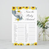 Zonnebloem Elephant Shower Name the Baby Animal (Staand voorkant)