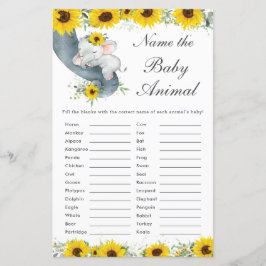 Zonnebloem Elephant Shower Name the Baby Animal