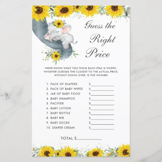 Zonnebloem Elephant Shower Raad de juiste prijs (Voorkant)