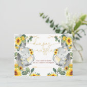 Zonnebloem Elephant Twins Greenery Diaper Raffle Informatiekaartje (Staand voorkant)