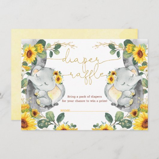 Zonnebloem Elephant Twins Greenery Diaper Raffle Informatiekaartje (Voorkant / Achterkant)