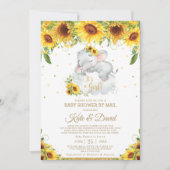 Zonnebloem Elephant Virtueel Baby shower per post Kaart (Voorkant)