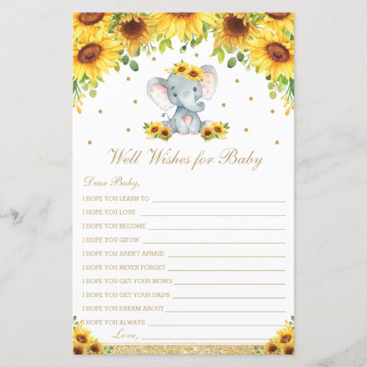 Zonnebloem Elephant Well Wishes for Baby Activity (Voorkant)