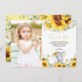 Zonnebloem Elephant Wilde Een kleine pinda Birthda Bedankkaart (Voorkant / Achterkant)