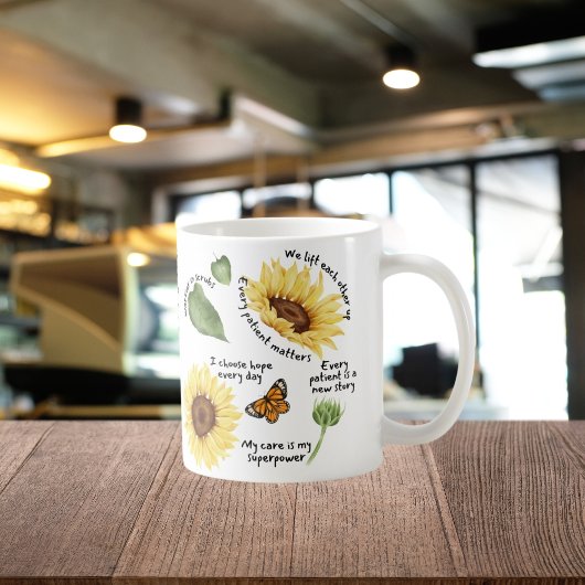 Zonnebloem empowerment geschenk, positieve zelfzor koffiemok