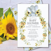 Zonnebloem en Baby shower van Baby-olifanten Kaart