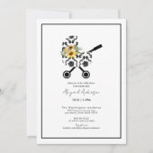 Zonnebloem en Baby shower van de Zwarte Damask Pra Kaart (Voorkant)