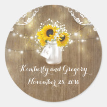 Zonnebloem en Baby's Breath Rustic Mason Jar