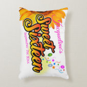 Zonnebloem en ballonnen op witte zweet-zestien accent kussen (Voorkant(Verticaal))