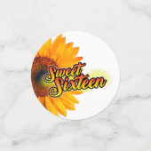 Zonnebloem en ballonnen op witte zweet-zestien confetti (Kleine voorkant)