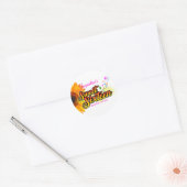 Zonnebloem en ballonnen op witte zweet-zestien ronde sticker (Envelop)