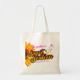 Zonnebloem en ballonnen op witte zweet-zestien tote bag