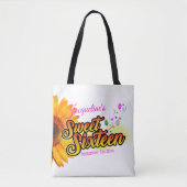 Zonnebloem en ballonnen op witte zweet-zestien tote bag (Voorkant)