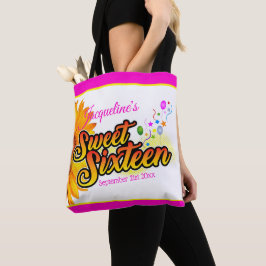 Zonnebloem en ballonnen Roze op witte zweet-zestie Tote Bag