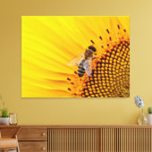 Zonnebloem en Bij Canvas Afdruk (Insitu (Woonkamer))