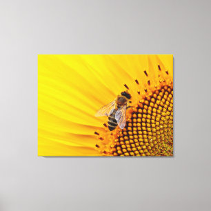 Zonnebloem en Bij Canvas Afdruk