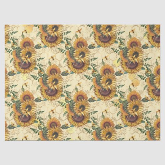 Zonnebloem en Bij Serie Ontwerp Drie Tissuepapier (Voorkant)