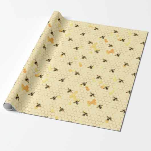 Zonnebloem en Bij Serie Ontwerp Elf Cadeaupapier (Uitgerold)